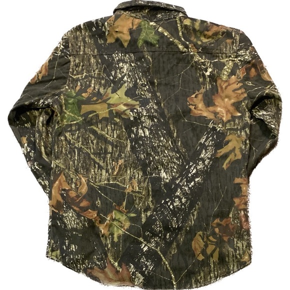 Camo Button Up Shirt | Mossy Oak Button Down | Army Fatigues | Men's L - Picture 2 of 3